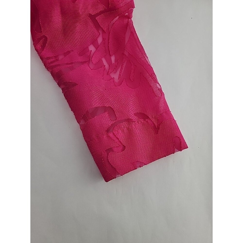 Chico’s Size 1 (M/8) Pink Button Front Sheer Blouse LS Floral Burnout Shirt - Picture 11 of 11
